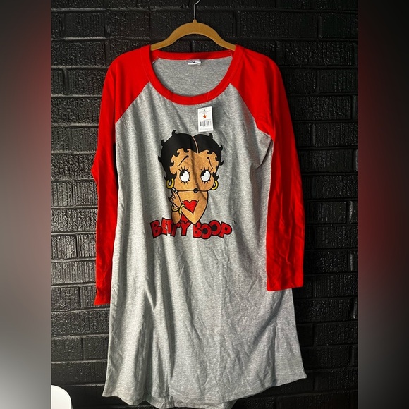 Betty Boop Red and Gray Pajama Dress - Picture 1 of 5